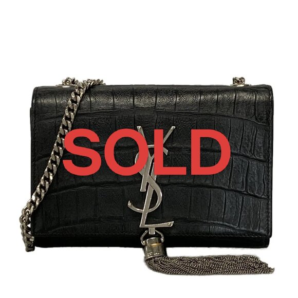 SAINT LAURENT PARIS Black Silver Leather Hardware Shoulder Bag 925-061725 - Picture 1 of 14